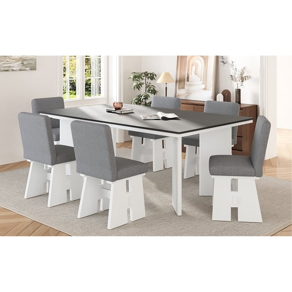 Rectangular Dining Table Set with Upholstered Seating | Used in Dining Room for Various Functions | Quality Solid Wood Manufacturing | Reduces Clutter with Tuck - Away Chairs