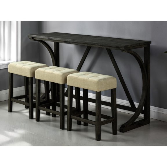 Rectangular Dining Table Set with Tufted Seats / USB Charging in Dining Room