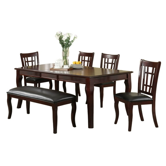 Rectangular Dining Table With Sturdy Legs Cherry Brown