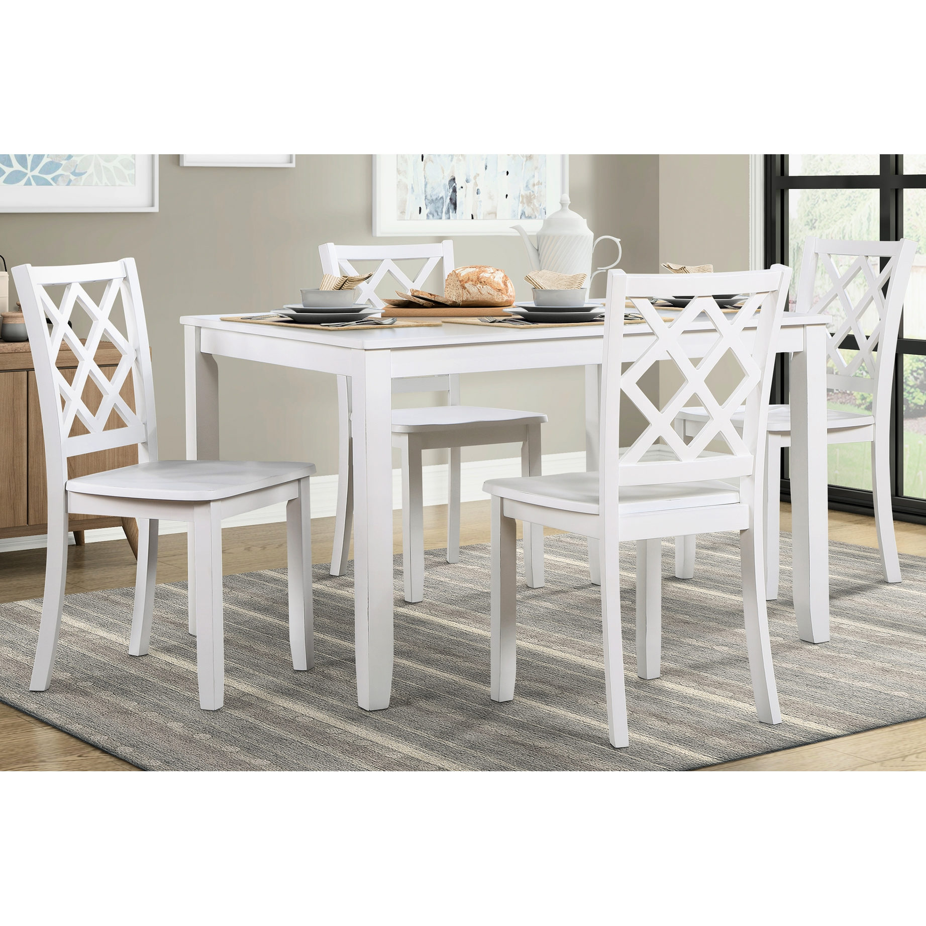 Rectangular Dining Table and 4 Chairs Set | Ideal for Family Dinners ...