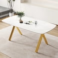 thumbnail image 1 of Rectangular Dining Table with Faux Marble Tempered Glass Top and Golden Metal Legs for Kitchen Dining Room, 1 of 8