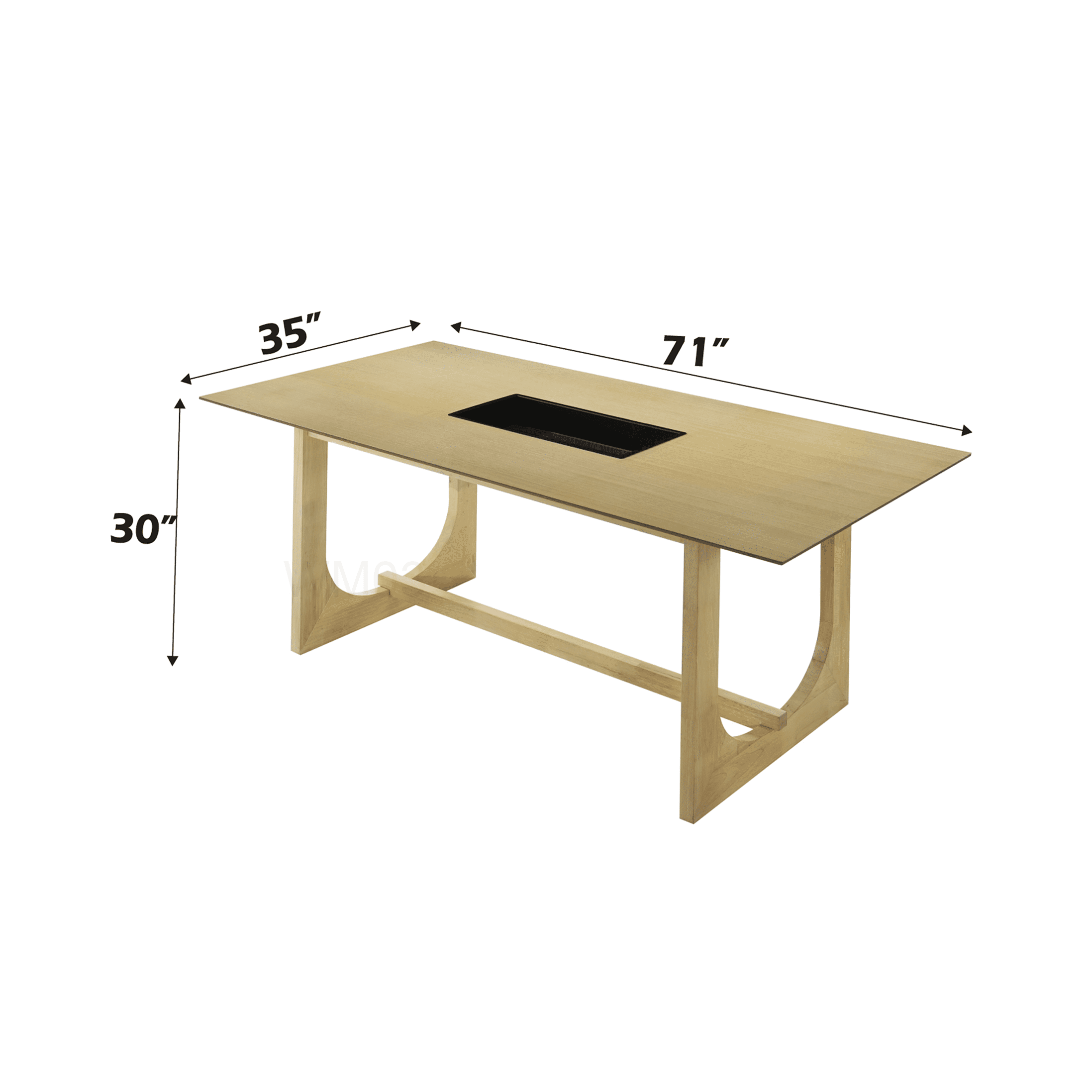 Rectangular Dining Table with Natural Wood Grain Finish, Sturdy Double U Base Synthetic Wood Table for Dining Room and Kitchen