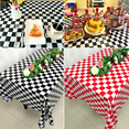 thumbnail image 1 of Rectangular Disposable Tablecloth Thickened Western Restaurant Party Plastic Disposable Tablecloth F1 Racing Black and White Grid - White spot of foundation make-up, 1 of 4