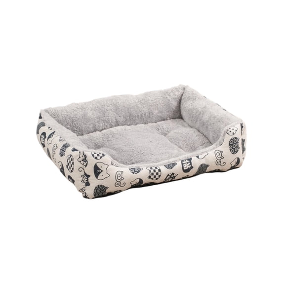 Rectangular Dog Bed, Mattress Washable Kennel, Soft Plush Faux Fur Rectangle Sleeping Pet Bed for Small Medium Large Dogs Cats Puppy Pets (White, 27.5x27.5'')