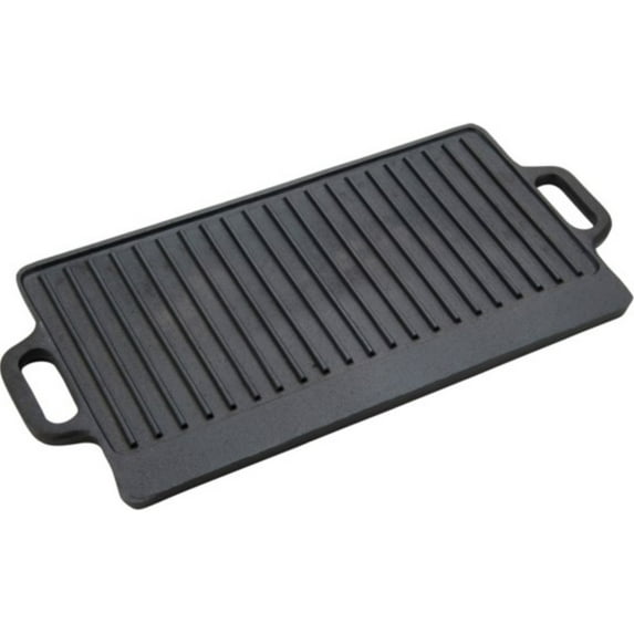 Rectangular Double Griddle Mexican Style Comal de Fierro Tortilla Fajita Skillet Rectangle Heavy Cast Iron 20"x9" W/Handles