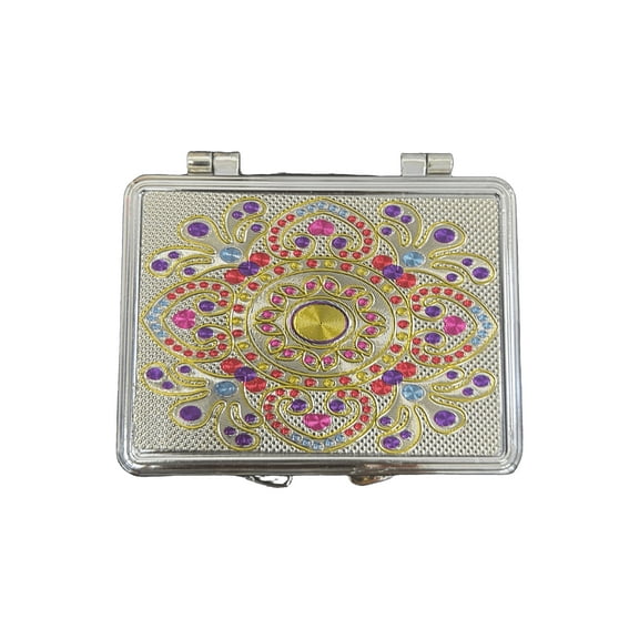 Rectangular Double Sided Compact Mirror, Stylish, Lightweight, Chic Accessory for Flawless On the Go Touch Ups, Unique Patterns Make It a Must Have Purse Essential for Beauty, Gold