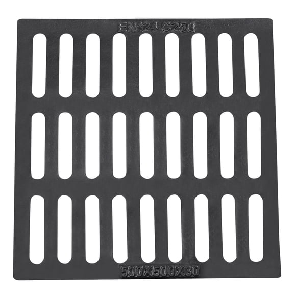 Rectangular Ductile Iron Drain Grate, Dipped Paint Rustproof Heavy Duty 661lbs Load Anti-Slip Drain Cover for Sidewalk Garage Yard Parking Lot