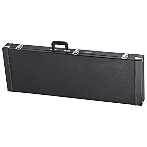 Rectangular Electric Guitar Economy Hardshell Case - 15 mm Velvet Padding - Black with Chrome Hardware