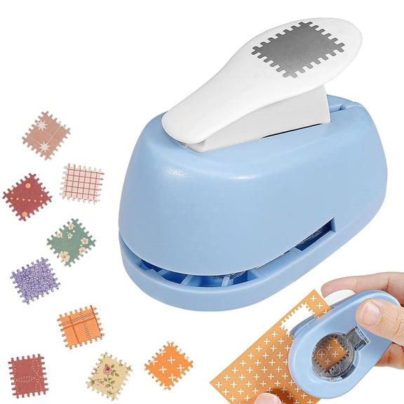 Rectangular Embossed Edge Shape Paper Punch, 0.8 x 0.7 Inch Lever Action Craft Puncher, Postage Stamp Puncher, Manual Handheld Single Hole Punch for DIY Paper Crafting & Scrapbooking