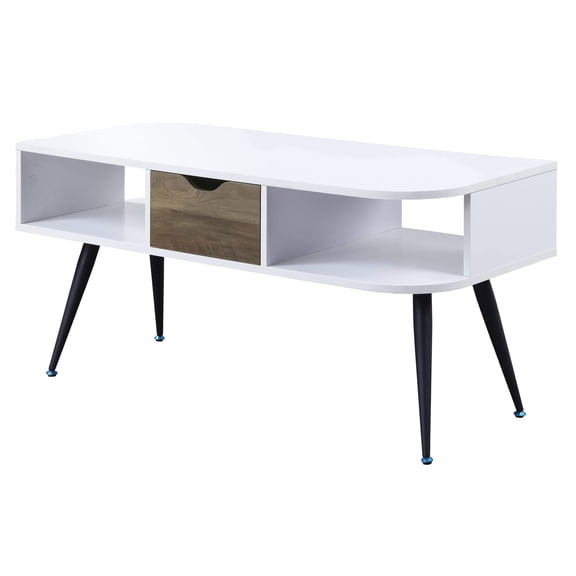 Rectangular End Table with Drawer | Ideal for Storing Remote Controls in Living Area | Metal Legs with Resilient Coating | Offers Organized Space