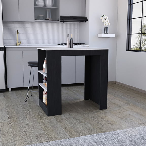Rectangular Engineered Wood Kitchen Island | Used for Family Meals and Cooking Supply Storage | Particle Board Filler | Keeps Cooking Supplies Accessible
