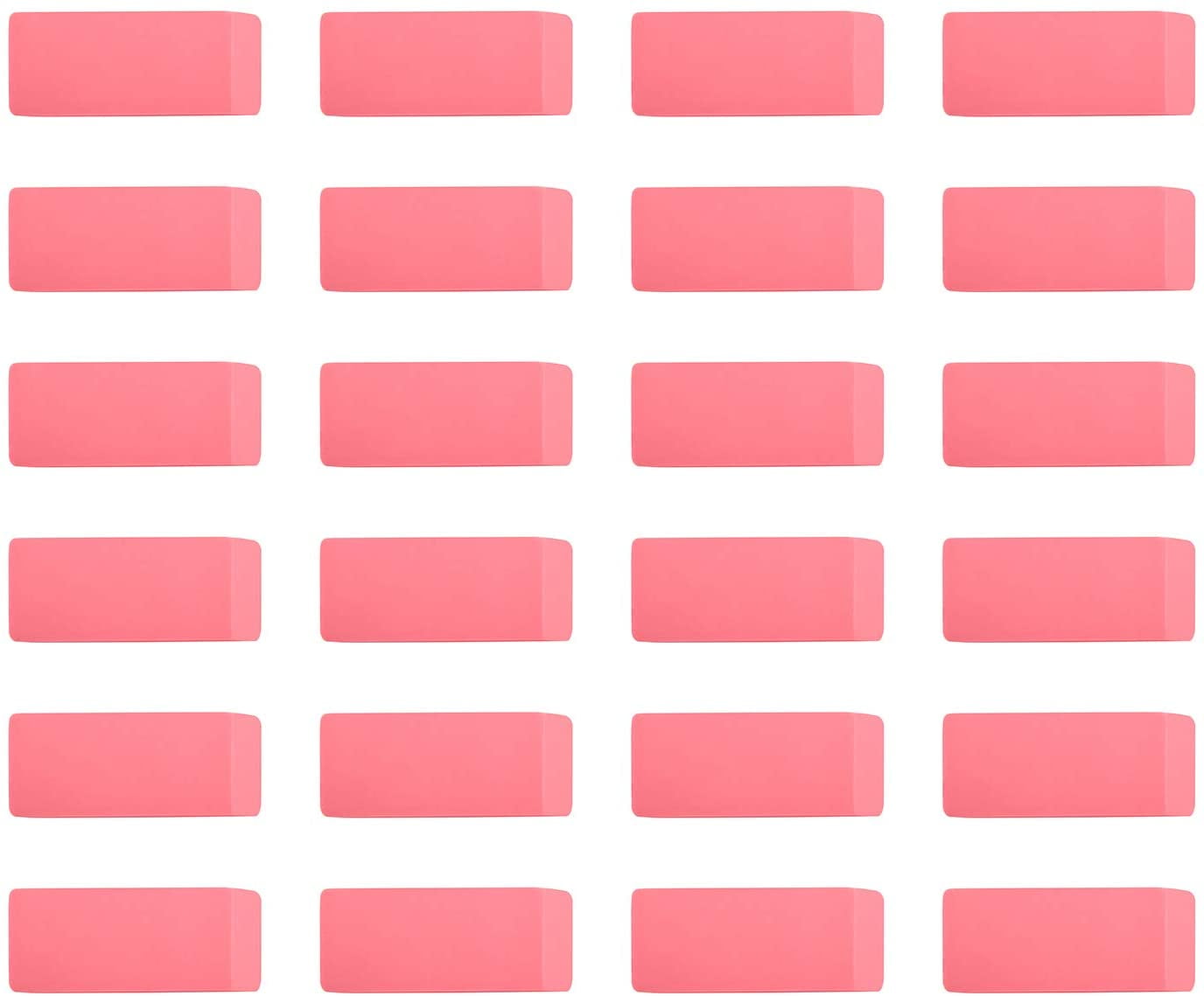 Rectangular Erasers for Office, Pink, Art Eraser for Drawing, Stationery Supplies, 24 Count