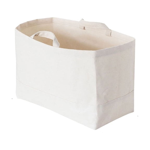 Rectangular Fabric Storage Bins, Storage Baskets for Shelves, Closet Organizers and Storage Bins with Handles, Natural Color, Washable, (White, 14.5x7x10'')