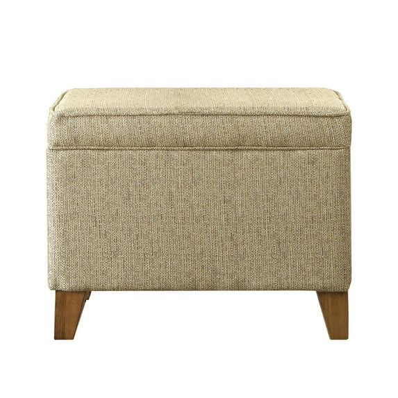 Rectangular Fabric Upholstered Wooden Ottoman with Lift Top Storage in Brown