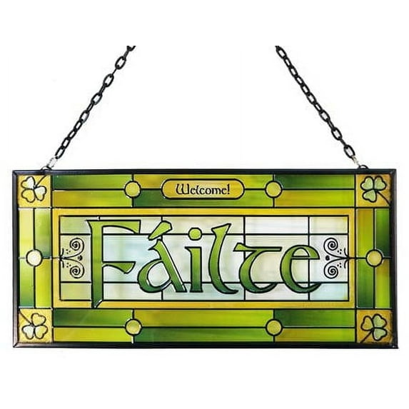 Rectangular Failte Stained Glass Panel