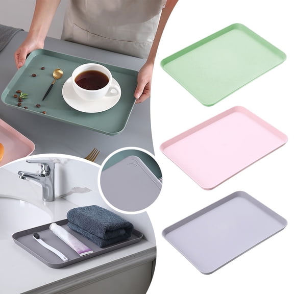 Rectangular Fast Food Serving Tray Durable Plastic Platter for Cafeteria Restaurant Kitchen Indoor Dining and Catering Purple 1Pcs
