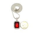 thumbnail image 1 of Rectangular Faux Ruby Stone Pendant w/ 2mm 24" Box Chain Necklace in Silver-Tone, 1 of 3