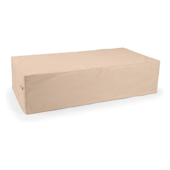 Rectangular Fire Pit Cover - Heavy Duty 600D Polyester, Weather Resistant, 26W x 22D x 21H - Ripstop Tan