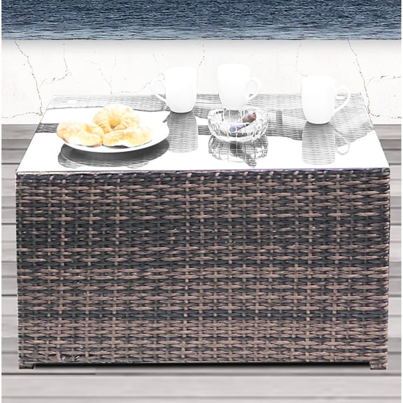 Rectangular Fire Pit - Wicker Base - Outdoor Cafe Use / Stylish for Commercial Outdoor Areas