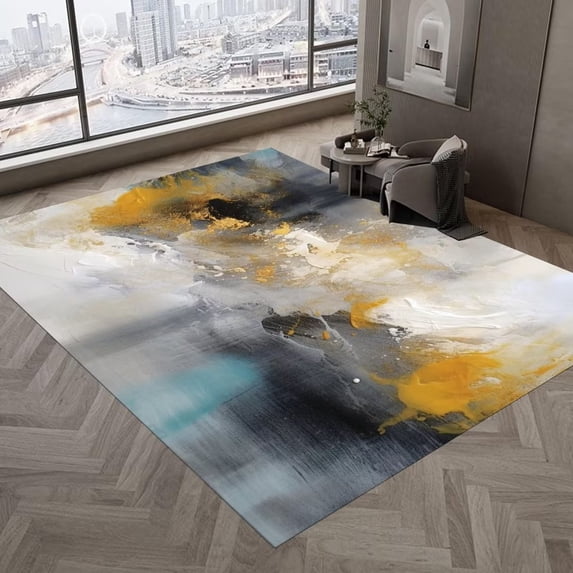 Rectangular Flannel Carpets for Living Room r Non-slip Bedside Rug Wabi-sabi Style Rugs for Bedroom