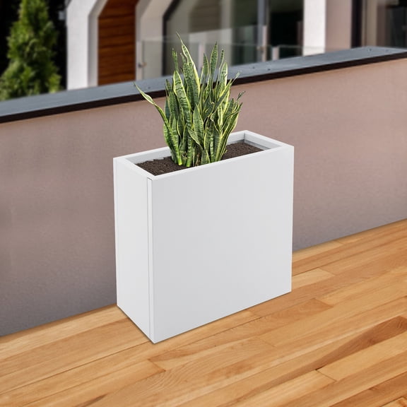 Rectangular Flower Box, 20.5x10x22in, Scratch-Resistant Steel, Includes Gloves & Guide, for Garden & Patio Decor