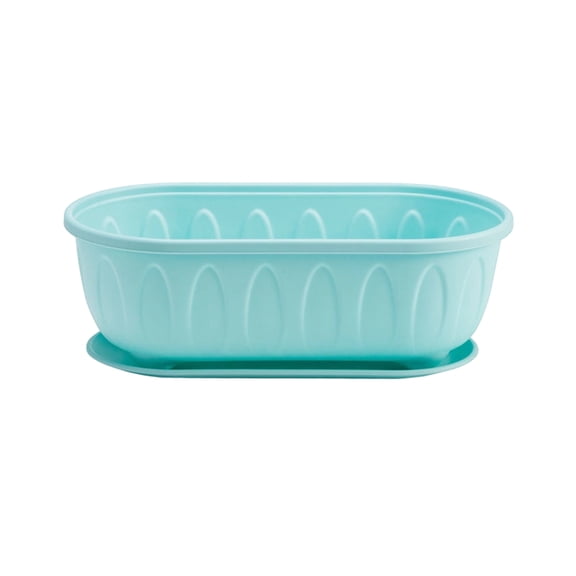 Rectangular Flower Planter, Long Plant Plant Pot Container with Drainage Holes & Trays, Window Vegetable Planter Box for Windowsill Patio Garden Balcony Home Indoor Outdoor,Blue