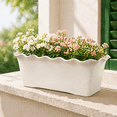 thumbnail image 1 of Rectangular Flower Pot with Wavy Ruffled Edge, Durable Plastic Window Planter Box for Indoor & Outdoor Use, Window Sill, Balcony & Garden, 1 of 4