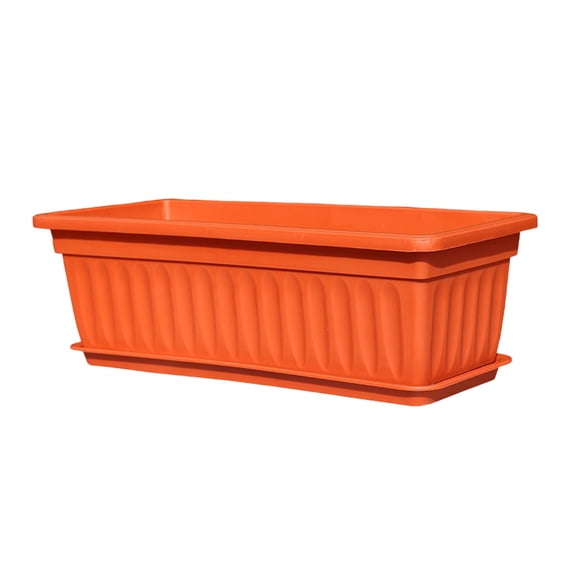 Rectangular Flower Pots with Saucers, Large Plastic Plant Pots, Window Box Planters for Indoor Plants, Vegetable Herb Planter, 17.3in
