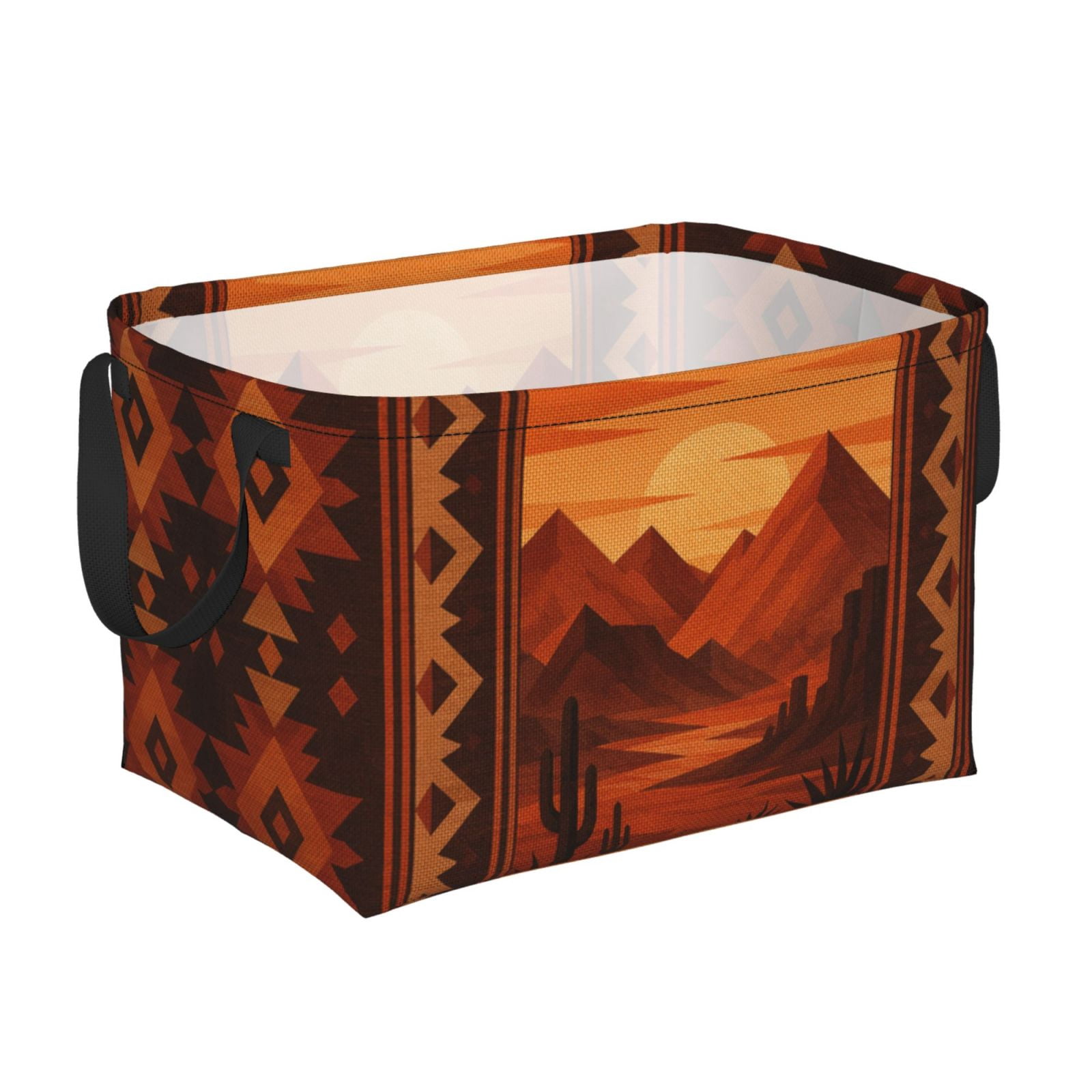 Sunset Rectangle Photo Rectangular Foldable Storage Basket with Sunset Terracotta Southwestern ...