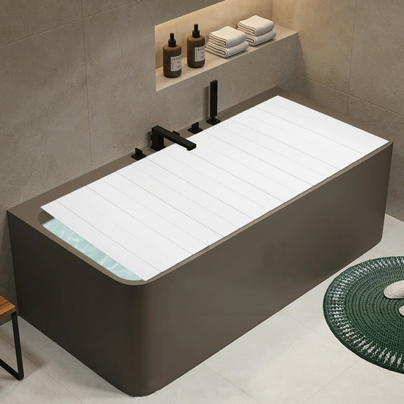 Rectangular Folding Bathtub Cover, PVC Bathtub Cover 11.02lbs Capacity 70.87*31.5*0.26in for Bathroom, Home, SPA