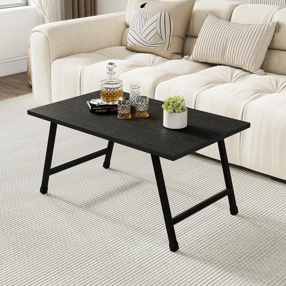 Rectangular Folding Coffee Table - Modern Space-Saving Foldable Design for Living Room