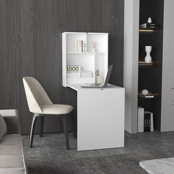 Rectangular Folding Dining Desk | Can be Used in Office or Home | Particle Board Build | Organize Items in Small Areas
