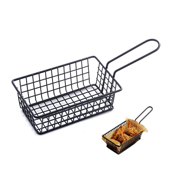 Rectangular Food and Beverage Fried Basket Crepe Holder, Mini Chip Basket, Wrought Iron Dim Sum Basket