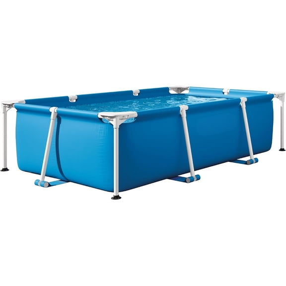 Rectangular Frame 7 ft 2 in x 4 ft 11 in x 23 in Above Ground Pool, Swimming Pool with Steel Frame, Pump Not Included