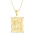 thumbnail image 1 of Rectangular Frame Pisces Zodiac Sign Filigree Pendant Necklace In 14k Yellow Gold Over 925 Sterling Silver, 1 of 1