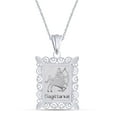 thumbnail image 1 of Rectangular Frame Sagrttarius Zodiac Sign Filigree Pendant Necklace In 14k White Gold Over 925 Sterling Silver, 1 of 1