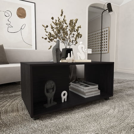 Rectangular Freestanding Coffee Table | Mobile Function for Changing Positions | High - Quality Particle Board | Spacious Surface for Books and Decor
