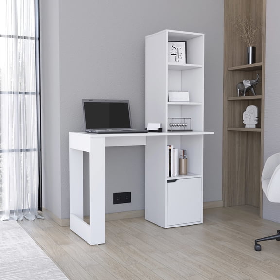 Rectangular Freestanding Computer Desk with Integrated Storage | Suitable for Home Office Setup and Upgrades | Provides Efficient Work and Storage Solutions