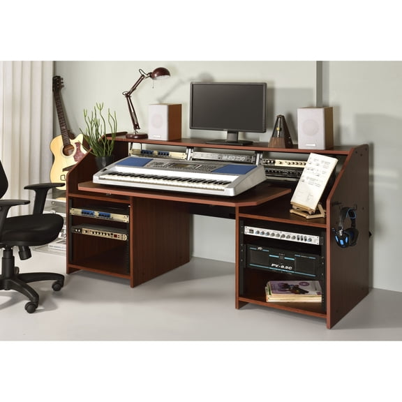 Rectangular Freestanding Music Desk | Suits Office Work for Musicians | Metal and MDF Material | Ensures Easy Earphone Access and Shelf Display
