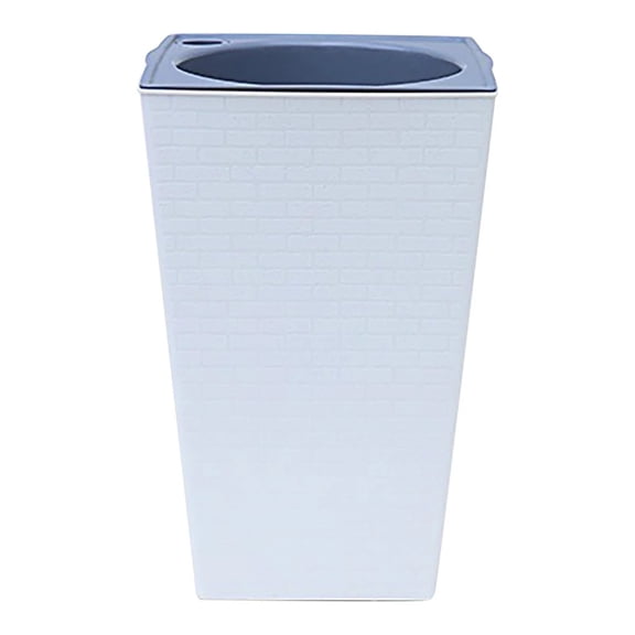Rectangular Freestanding Pedestal Sink with Brick Patterned Exterior Modern Bathroom Basin for Home and Commercial Use