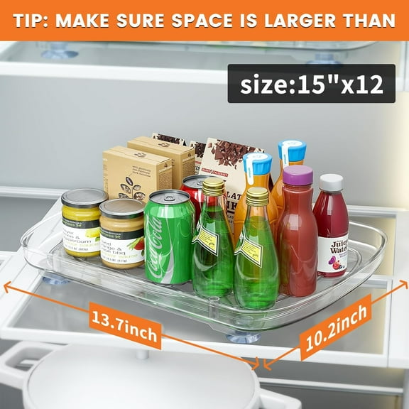 Rectangular Fridge Lazy Susan 2-Pack 13.7x10.2 360° Rotating Cabinet Organizer for Kitchen Pantry Storage