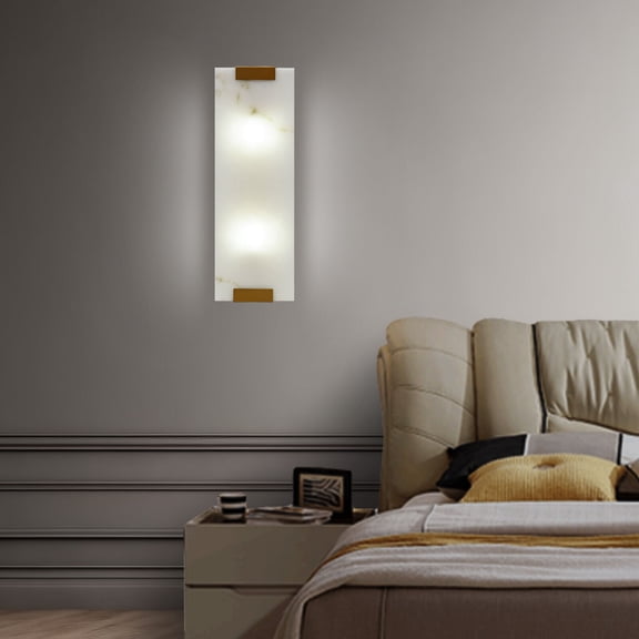 Rectangular G9 Light Wall Lamp - Hand-Carved Alabaster Sconce, Modern Gold & Yellow, Aluminum + Cast Iron, 110V, 10-24W, Ideal for Bedroom, Kitchen, Living Room, Home Lighting Decor