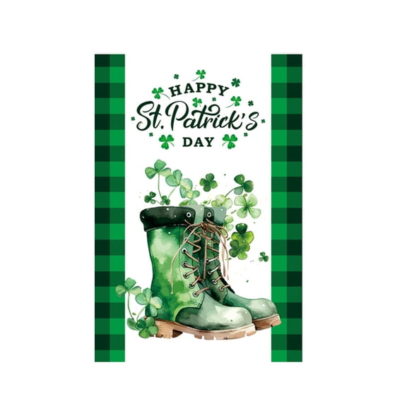 Rectangular Garden Flag with Shamrock Print Durable Polyester Fabric Double Sided Holiday Yard Banner for Outdoor Use
