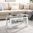 thumbnail image 1 of Rectangular Glass Coffee Table with Mirrored Stainless Steel Legs / Ample 2 - tier Storage in Living Areas, 1 of 6