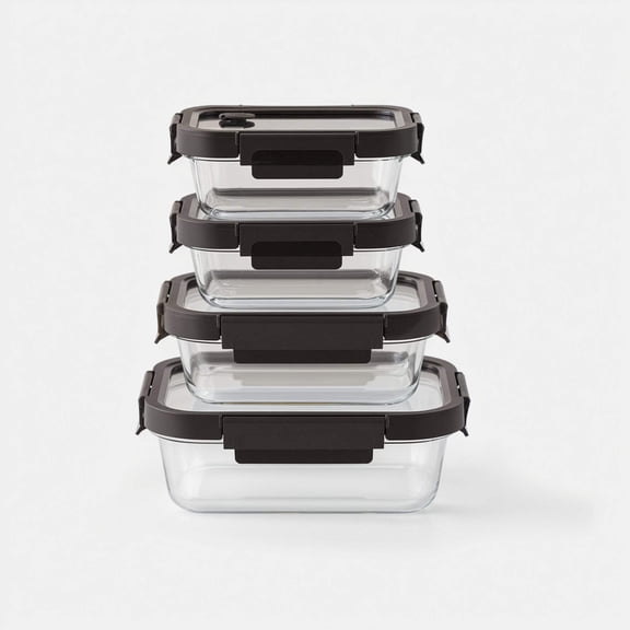 Rectangular Glass Container Set (Espresso, 4-pc)