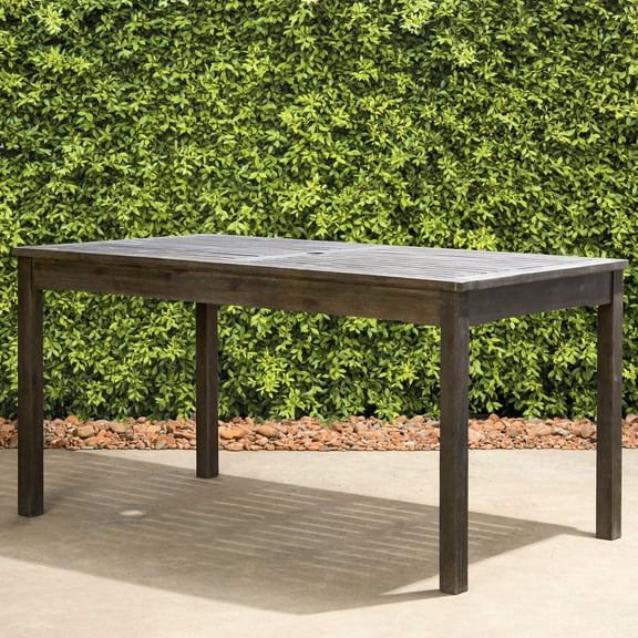 Rectangular Gray Wash Dining Table For 6 - Element Wood Patio Assemblage