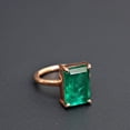 thumbnail image 1 of Rectangular Green Emerald Ring, Solid Pure Copper Jewelry, Minimalist Statement Ring for Women, 1 of 2
