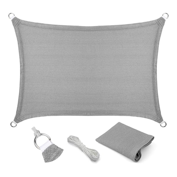 Rectangular Grey 4' X 8' Sun Shade Sail UV-Blocking Outdoor Shade for Patio Backyard Pergola