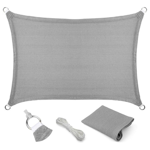 Rectangular Grey 7' X 10' Sun Shade Sail UV-Blocking Outdoor Shade for Patio Backyard Pergola