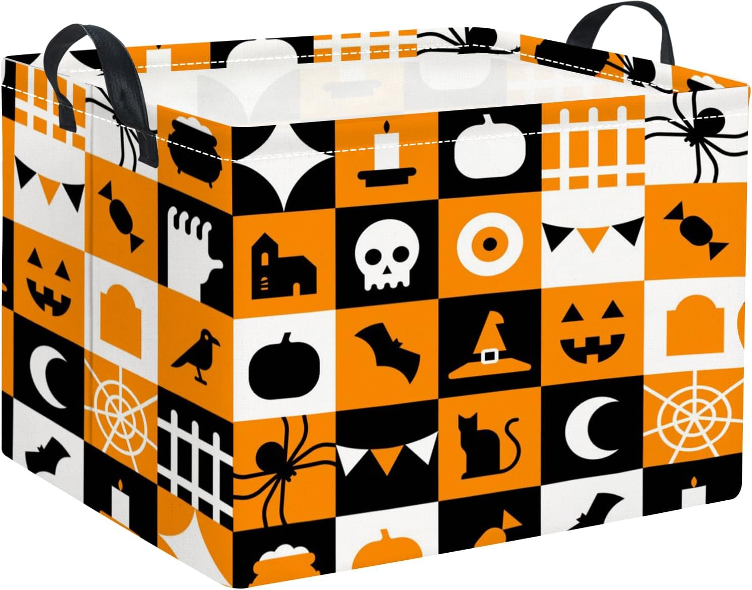 Panier Halloween Fantôme Rectangle Effrayant - Organisateur De Rangement Pour Enfants Avec Poignée - Déco De Fête Pratique Et Mignonne (environ 36x26x21 Cm)